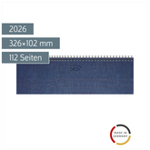 Querterminbuch Mod. 777 2026 | 326×102 mm, Karton, blau